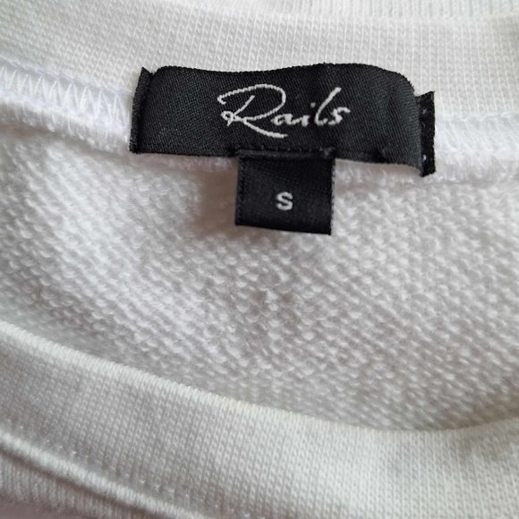 Rails White Kinsey Ruffled Sweater With Fringe Detail Size Small - Picture 7 of 7